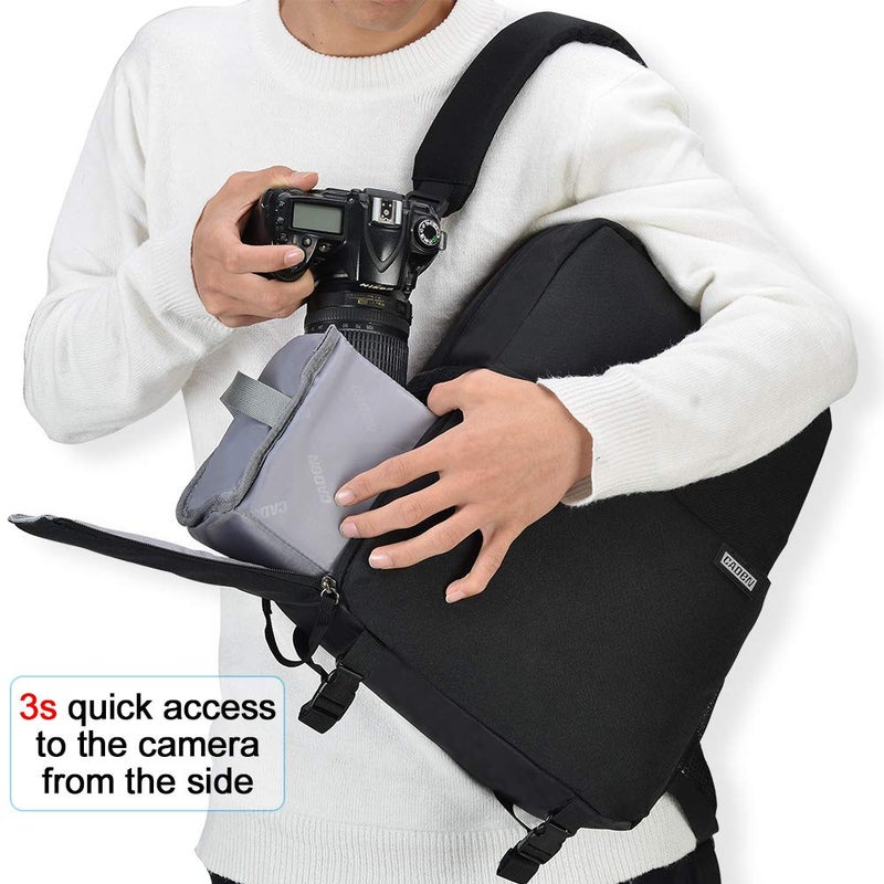 CADeN Camera Backpack Bag with 14" Laptop Compartment Waterproof, DSLR/SLR Mirrorless Camera Case for Travel Daily Photography, Compatible for Canon Sony Nikon Camera and Lens with Tripod Straps - Image 3